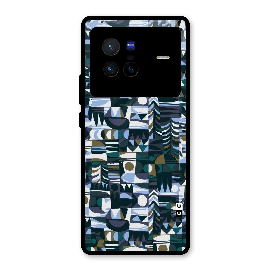 Abstract Blues Glass Back Case for Vivo X80