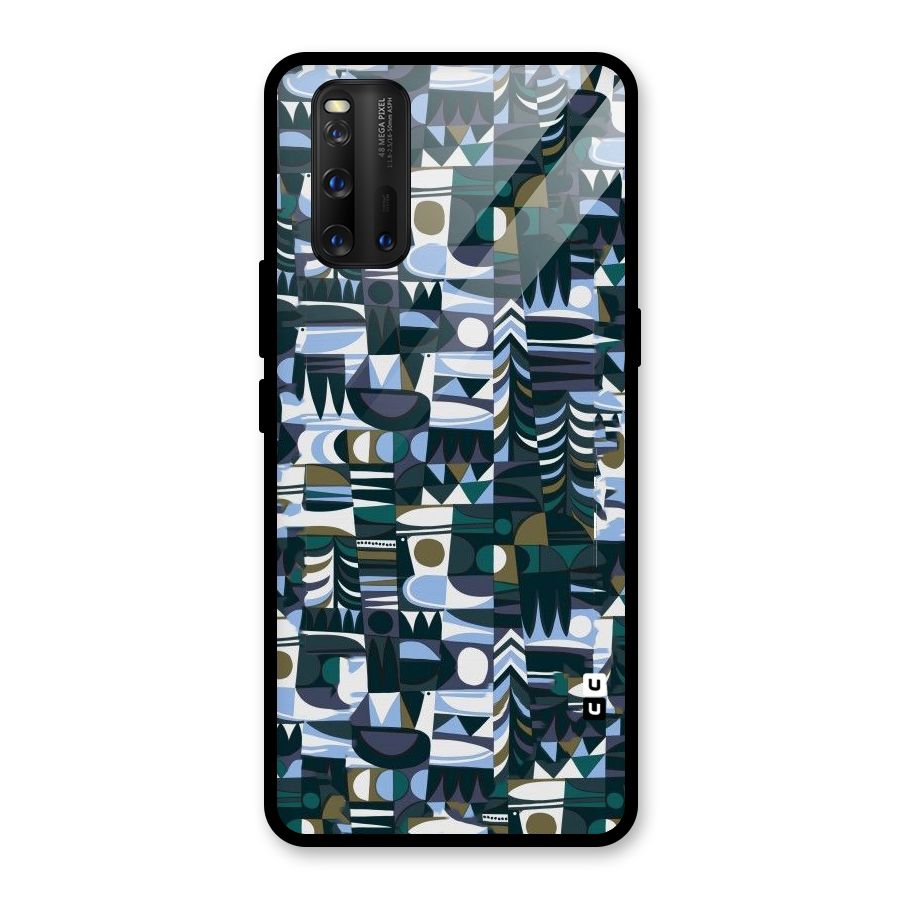 Abstract Blues Glass Back Case for Vivo iQOO 3