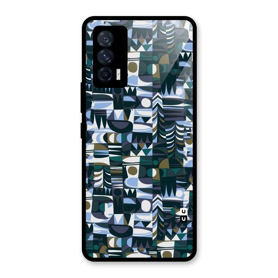 Abstract Blues Glass Back Case for Vivo iQOO 7 5G