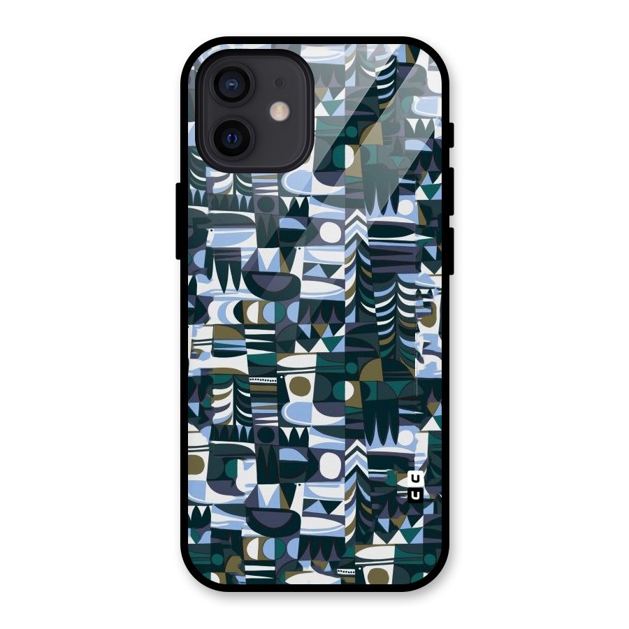 Abstract Blues Glass Back Case for iPhone 12