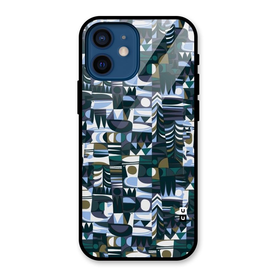 Abstract Blues Glass Back Case for iPhone 12 Mini