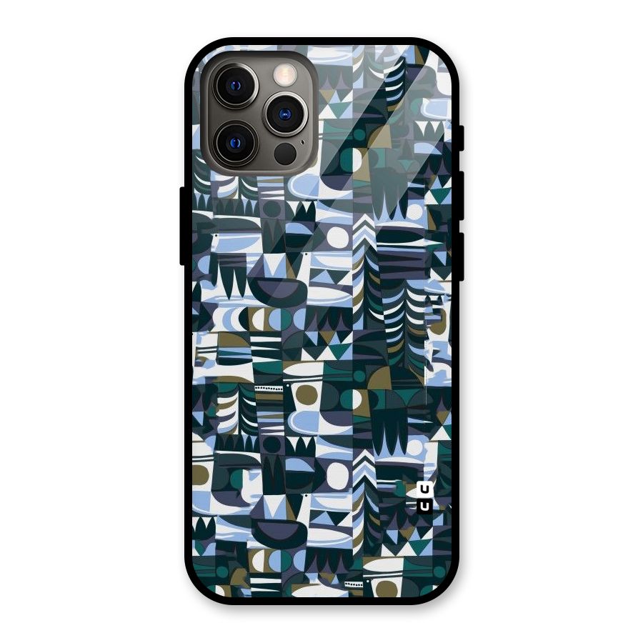 Abstract Blues Glass Back Case for iPhone 12 Pro