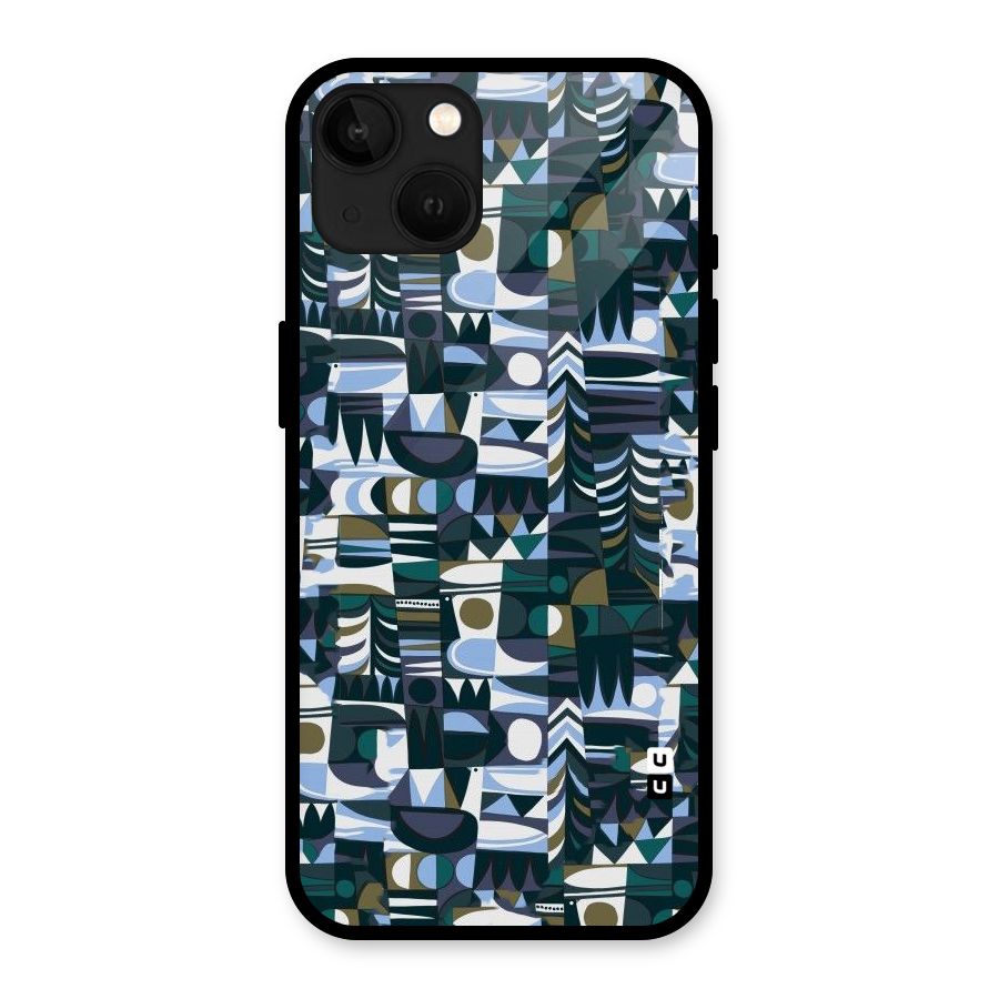Abstract Blues Glass Back Case for iPhone 13