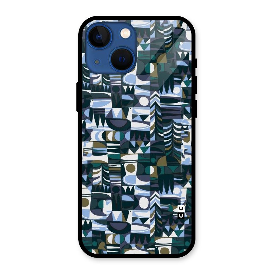 Abstract Blues Glass Back Case for iPhone 13 Mini