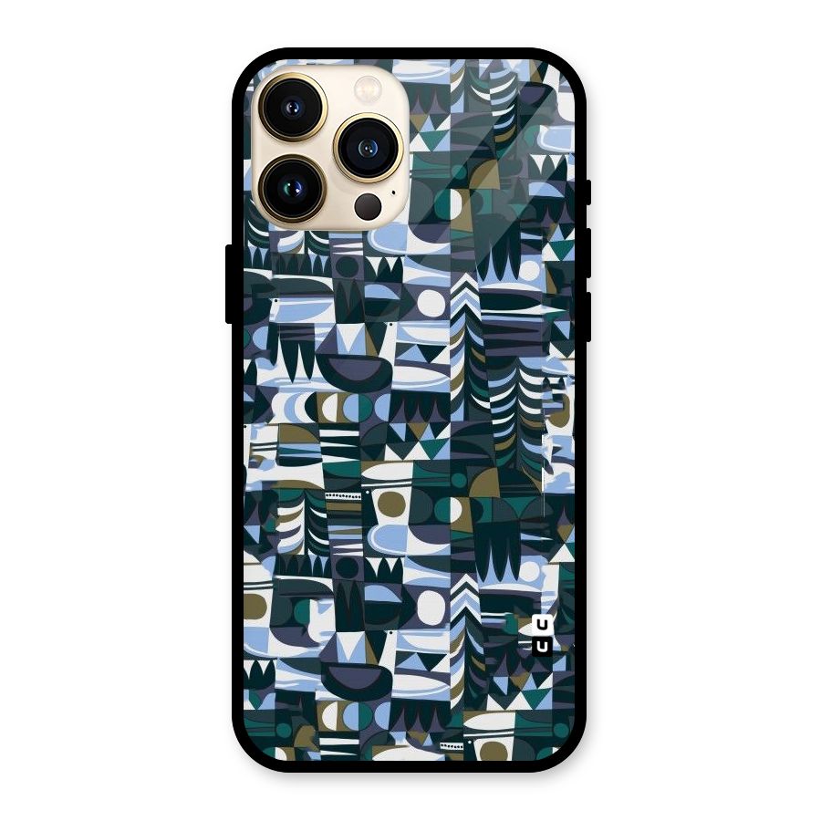 Abstract Blues Glass Back Case for iPhone 13 Pro Max