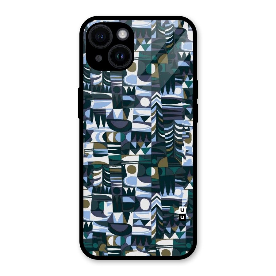 Abstract Blues Glass Back Case for iPhone 14