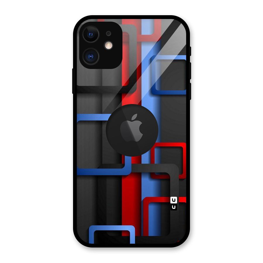 Abstract Box Glass Back Case for iPhone 11 Logo Cut