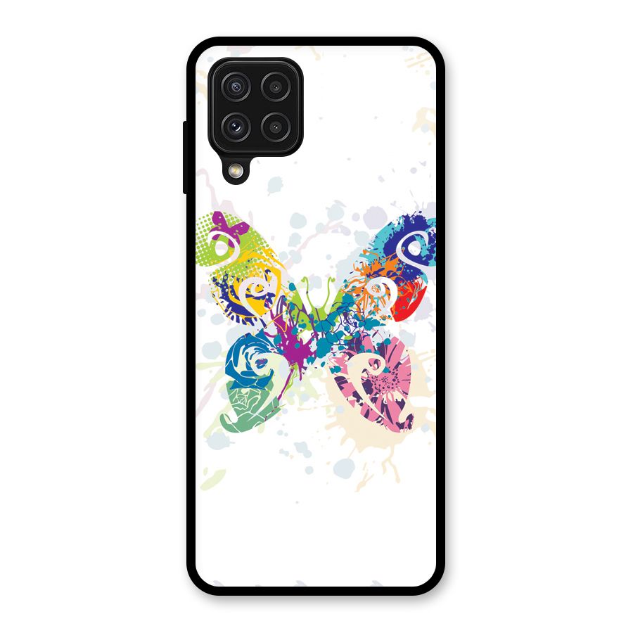Abstract Butterfly Glass Back Case for Galaxy A22 4G