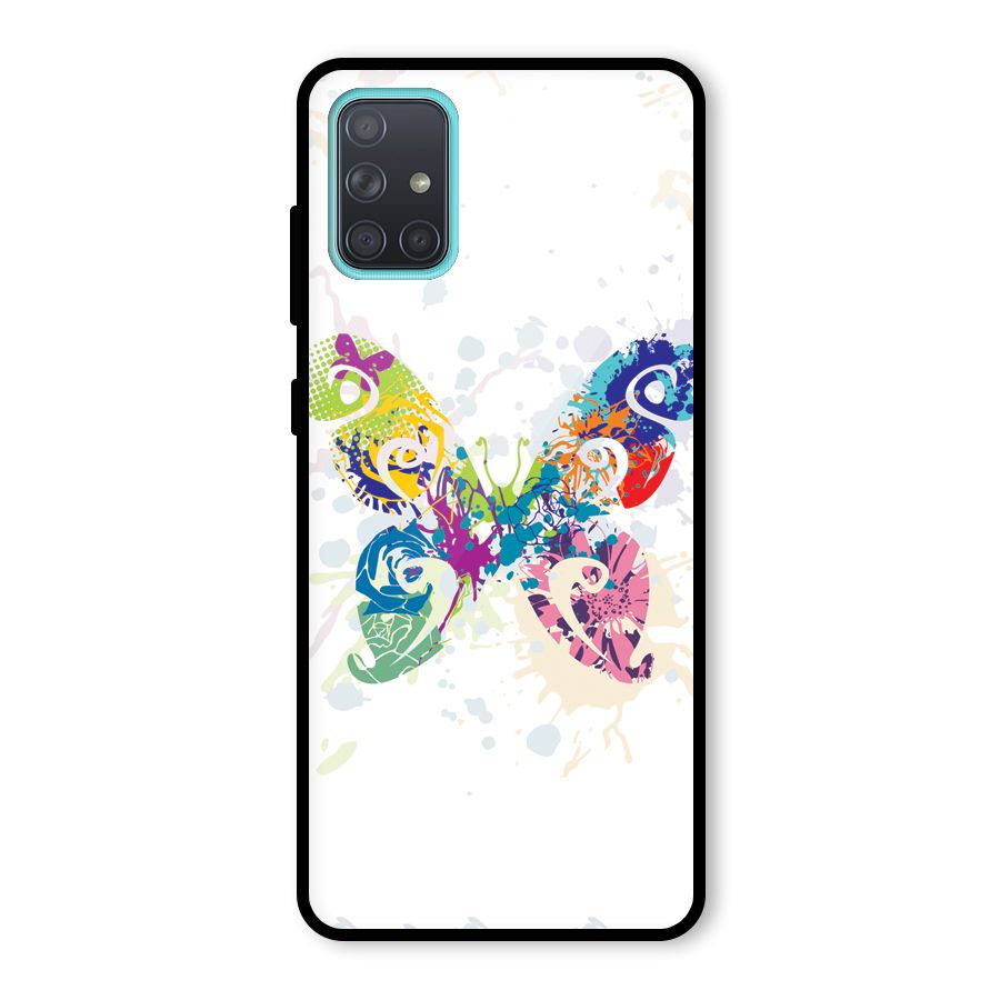 Abstract Butterfly Glass Back Case for Galaxy A71