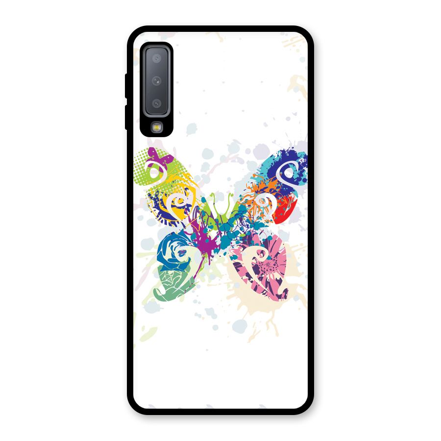 Abstract Butterfly Glass Back Case for Galaxy A7 (2018)