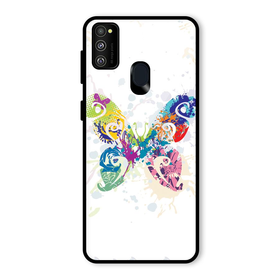 Abstract Butterfly Glass Back Case for Galaxy M30s