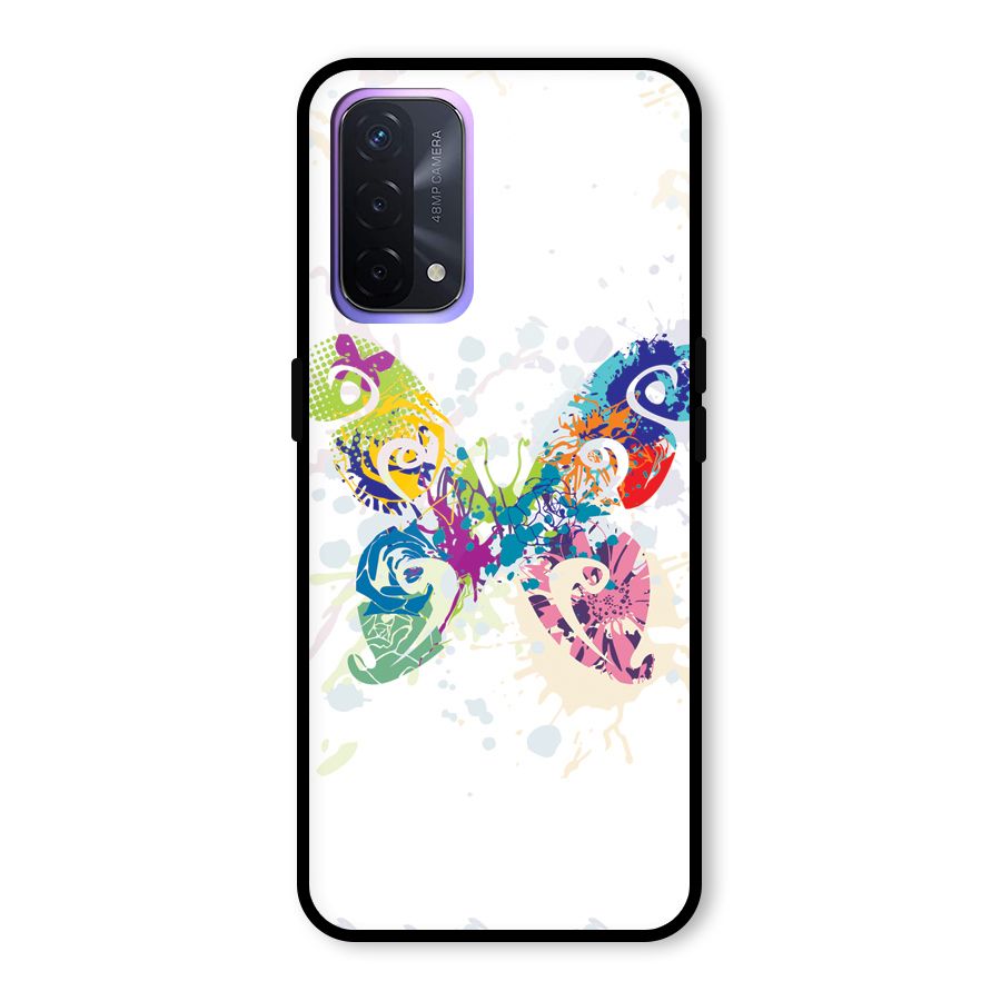 Abstract Butterfly Glass Back Case for Oppo A74 5G