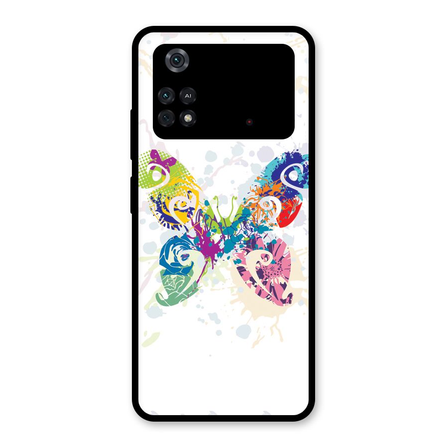 Abstract Butterfly Glass Back Case for Poco M4 Pro 4G