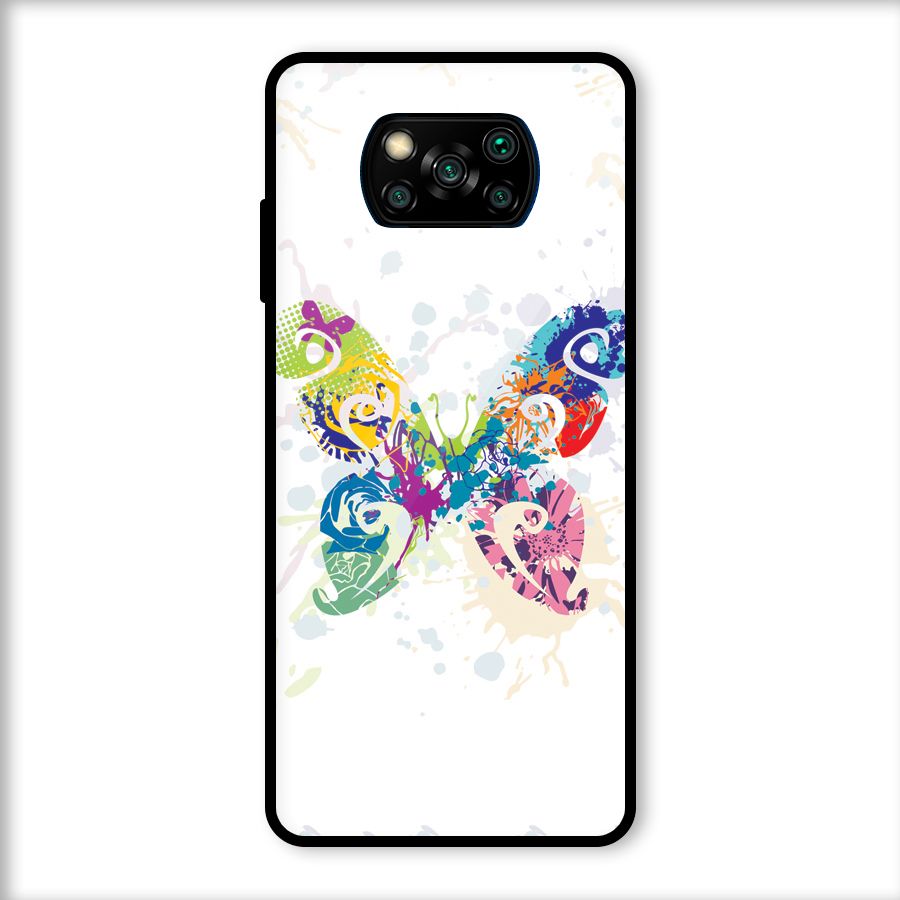 Abstract Butterfly Glass Back Case for Poco X3