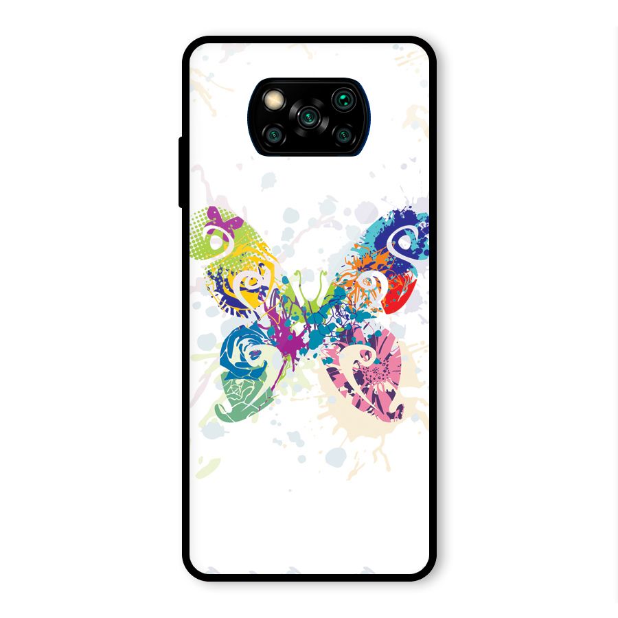 Abstract Butterfly Glass Back Case for Poco X3 Pro