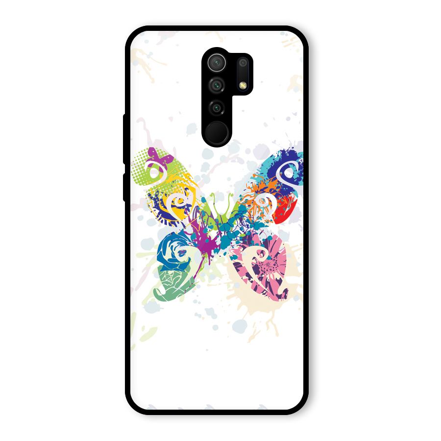 Abstract Butterfly Glass Back Case for Redmi 9 Prime