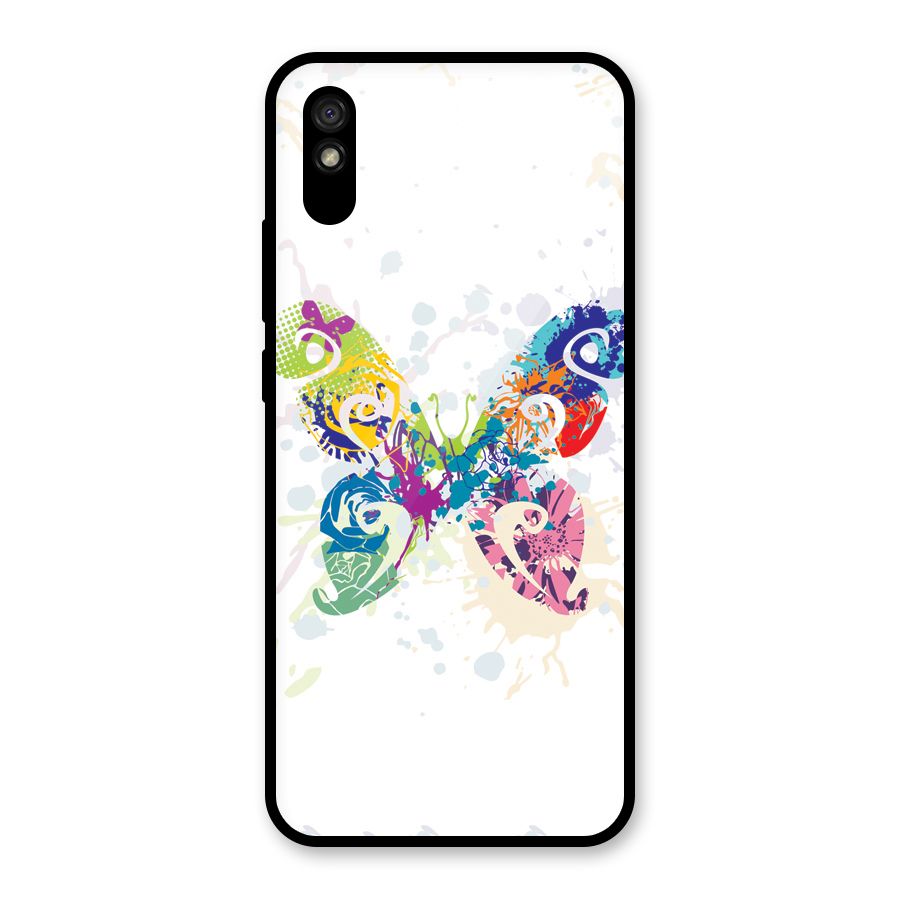 Abstract Butterfly Glass Back Case for Redmi 9i