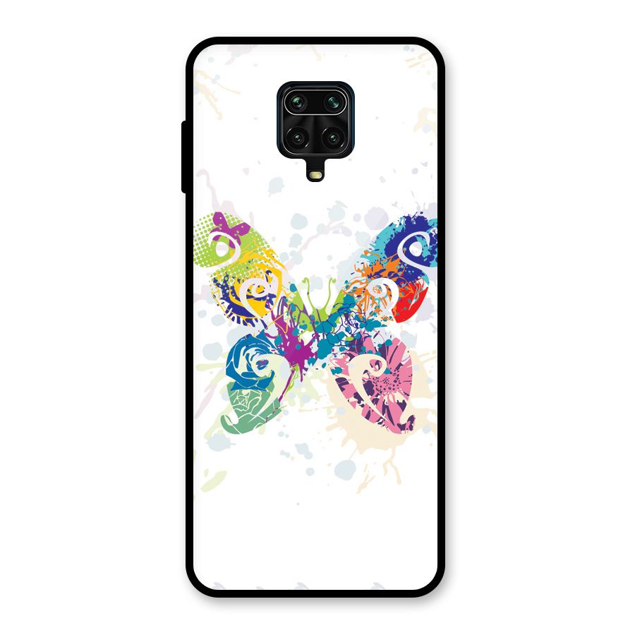 Abstract Butterfly Glass Back Case for Redmi Note 9 Pro
