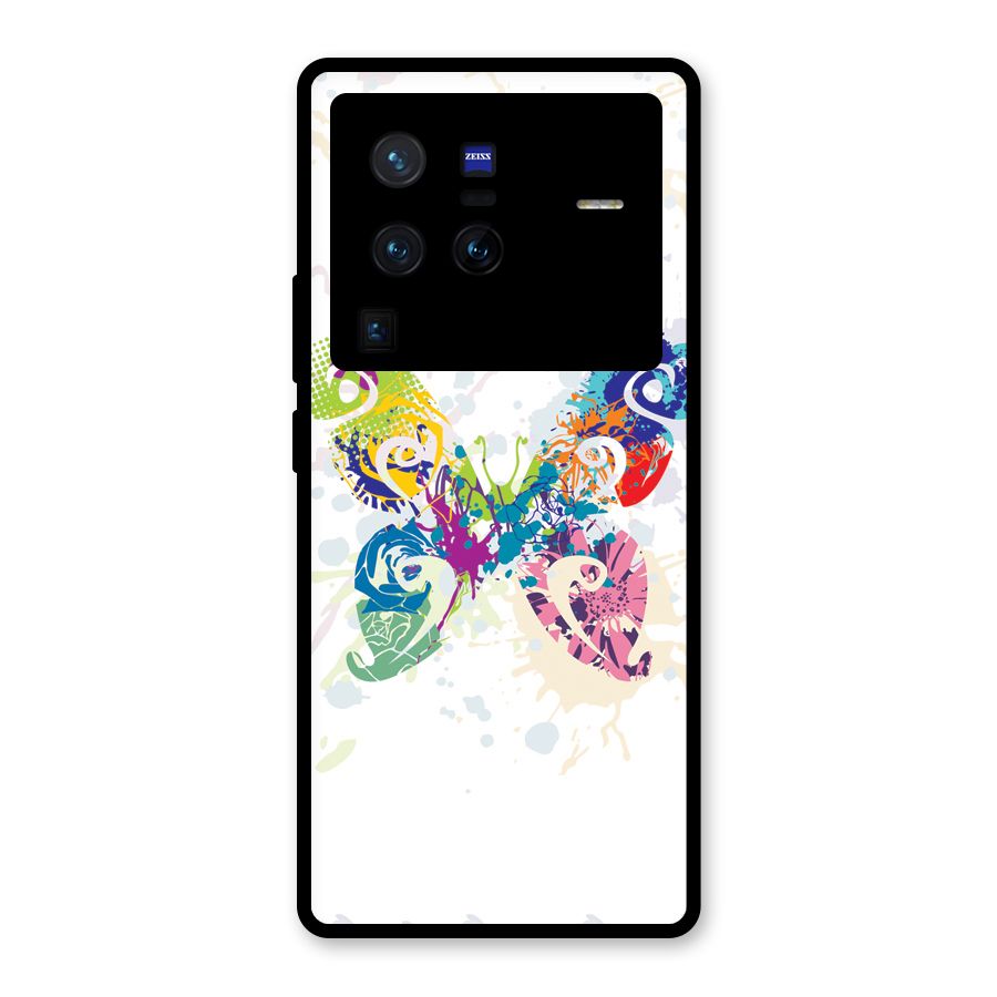 Abstract Butterfly Glass Back Case for Vivo X80 Pro