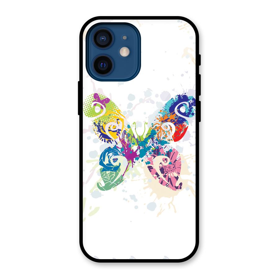 Abstract Butterfly Glass Back Case for iPhone 12 Mini