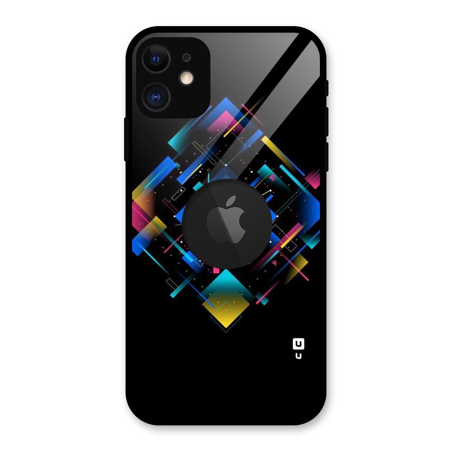 Abstract Clock Glass Back Case for iPhone 11 Logo Cut