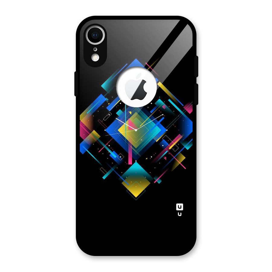 Abstract Clock Glass Back Case for iPhone XR Logo Cut