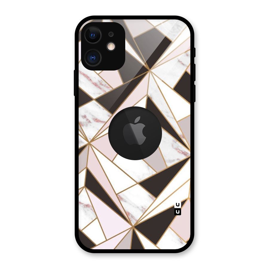 Abstract Corners Glass Back Case for iPhone 11 Logo Cut