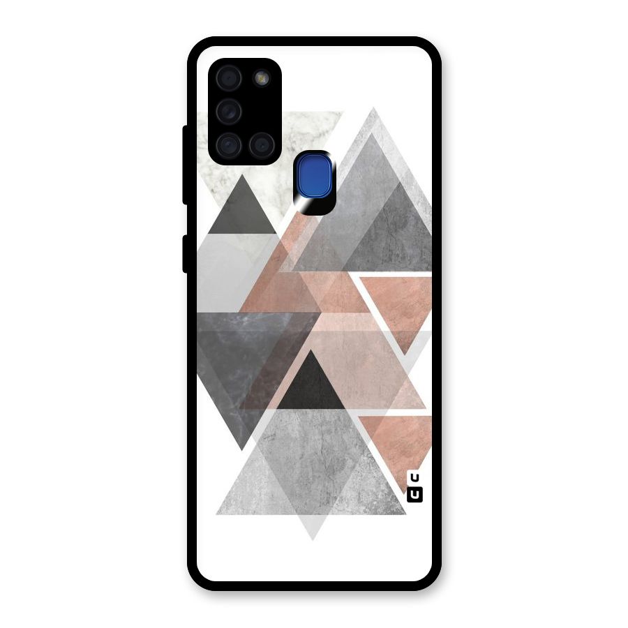 Abstract Diamond Pink Design Glass Back Case for Galaxy A21s