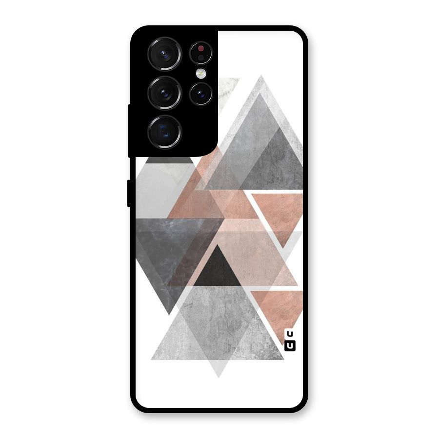 Abstract Diamond Pink Design Glass Back Case for Galaxy S21 Ultra 5G