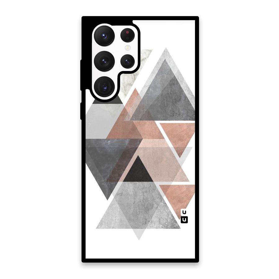 Abstract Diamond Pink Design Glass Back Case for Galaxy S22 Ultra 5G