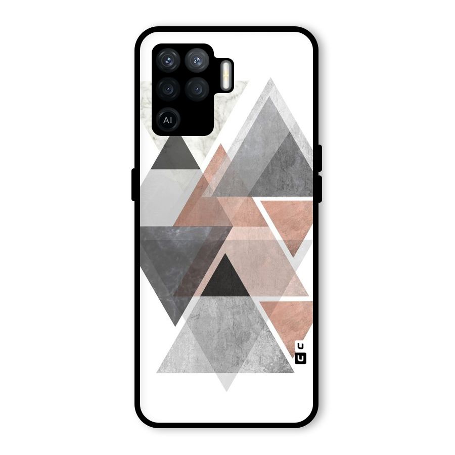 Abstract Diamond Pink Design Glass Back Case for Oppo F19 Pro