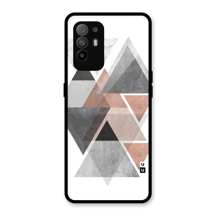 Abstract Diamond Pink Design Glass Back Case for Oppo F19 Pro Plus 5G