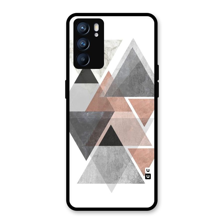 Abstract Diamond Pink Design Glass Back Case for Oppo Reno6 5G