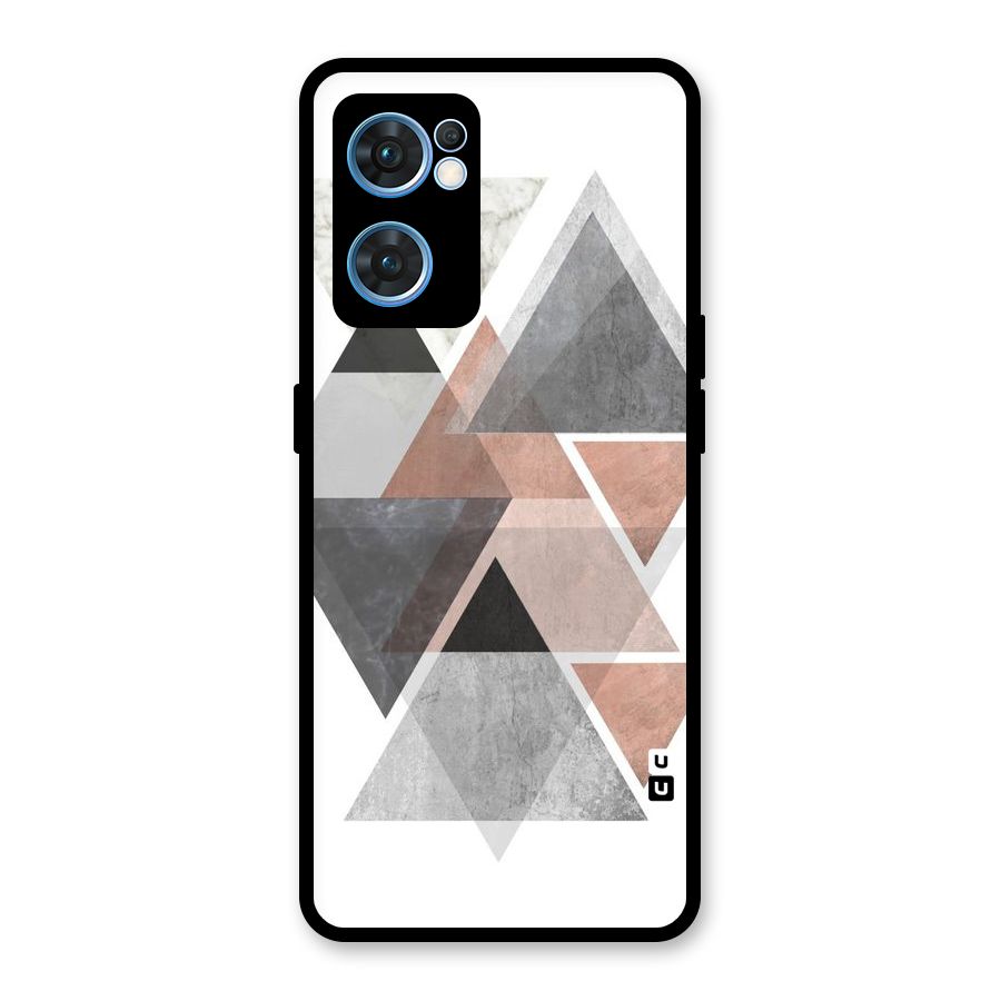 Abstract Diamond Pink Design Glass Back Case for Oppo Reno7 5G