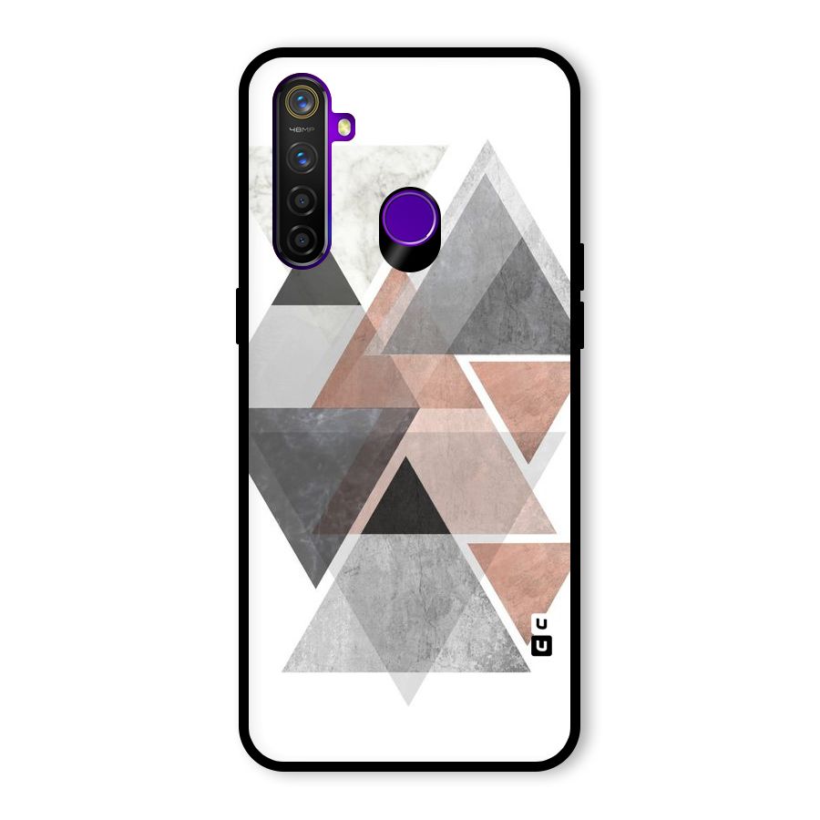 Abstract Diamond Pink Design Glass Back Case for Realme 5 Pro