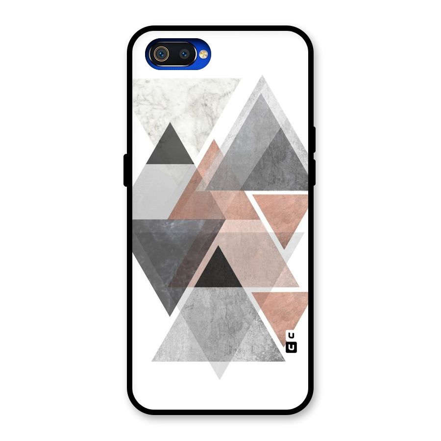 Abstract Diamond Pink Design Glass Back Case for Realme C2