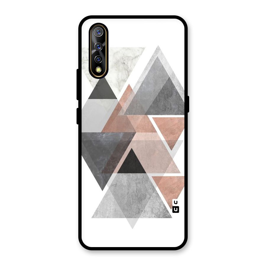 Abstract Diamond Pink Design Glass Back Case for Vivo S1