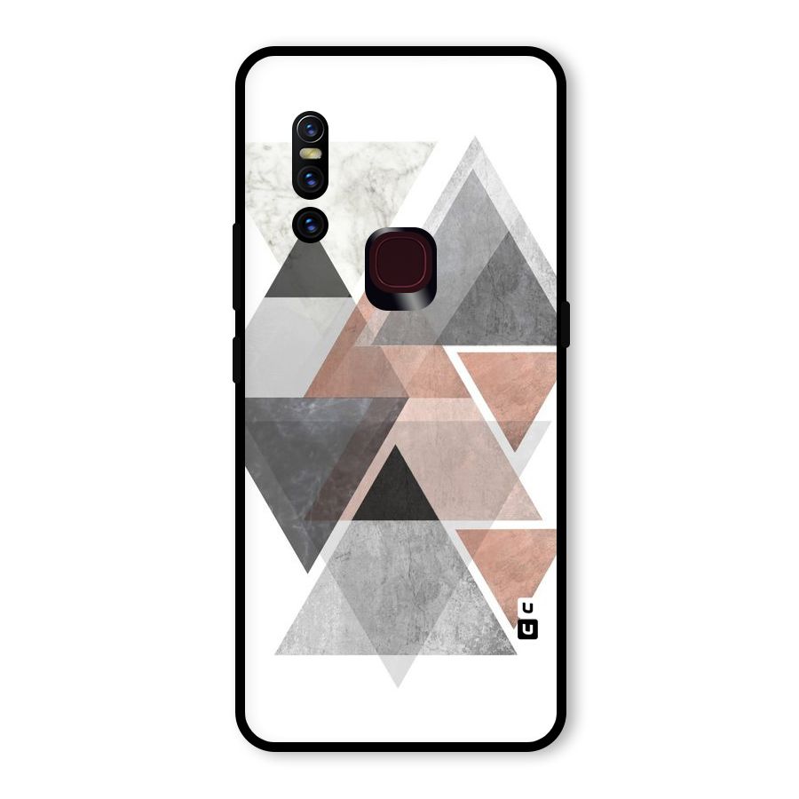 Abstract Diamond Pink Design Glass Back Case for Vivo V15