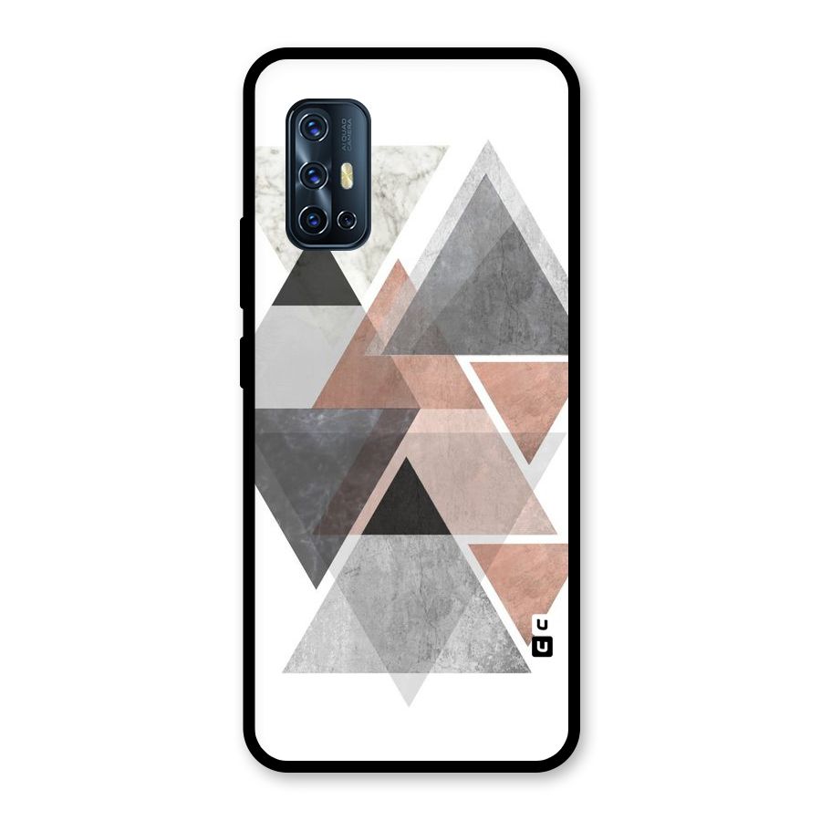Abstract Diamond Pink Design Glass Back Case for Vivo V17
