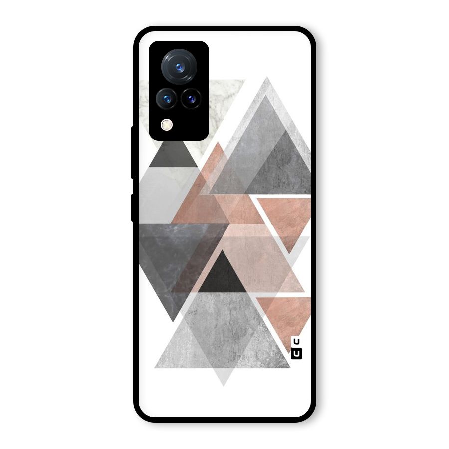 Abstract Diamond Pink Design Glass Back Case for Vivo V21 5G