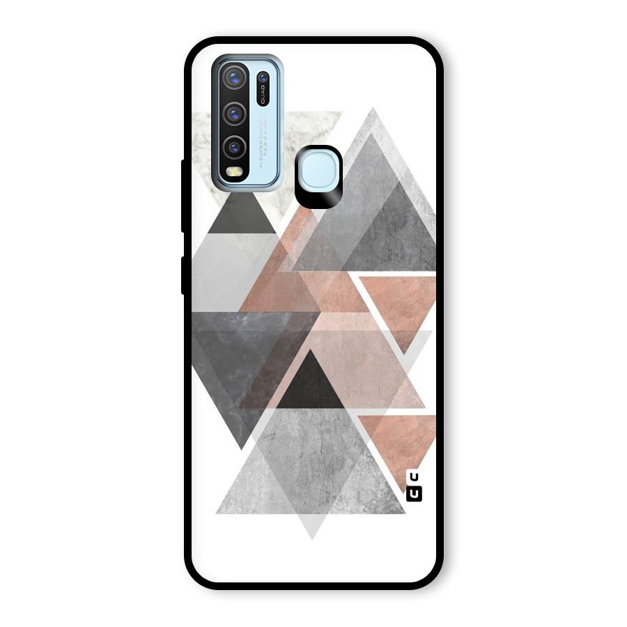 Abstract Diamond Pink Design Glass Back Case for Vivo Y50