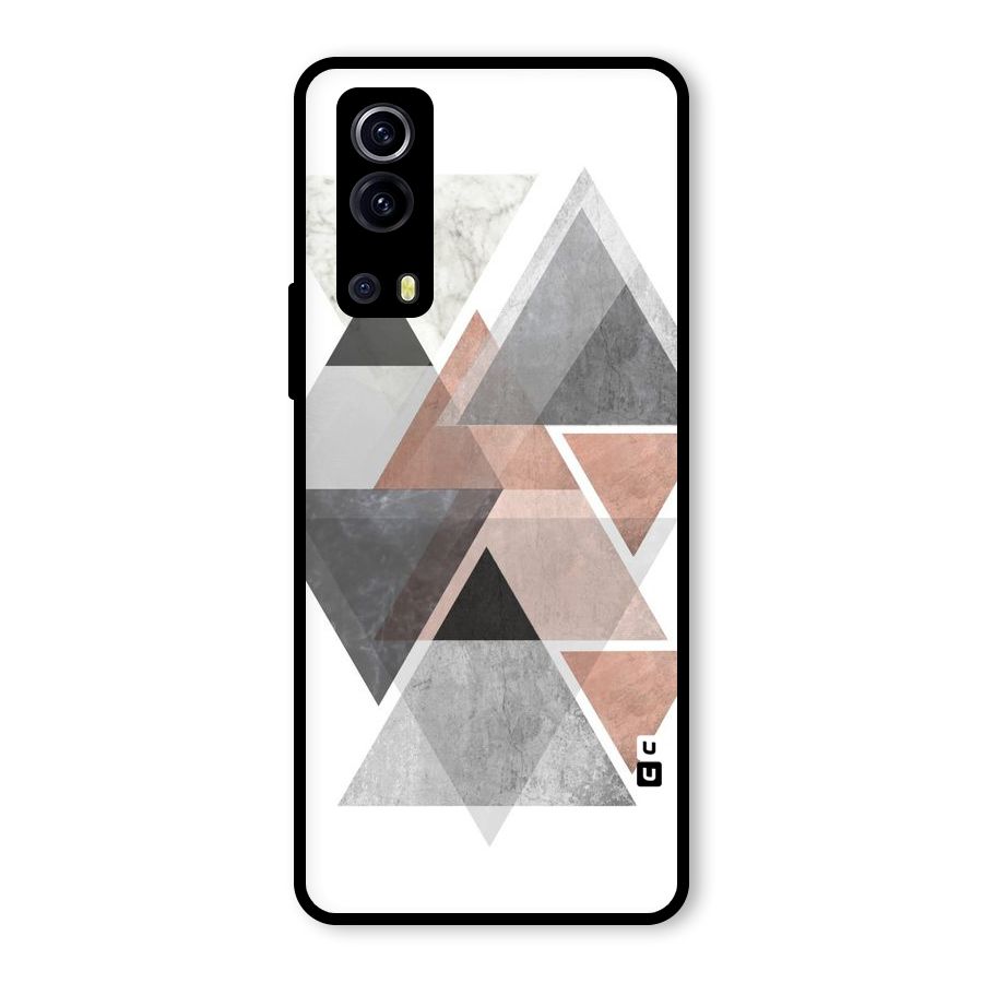 Abstract Diamond Pink Design Glass Back Case for Vivo iQOO Z3