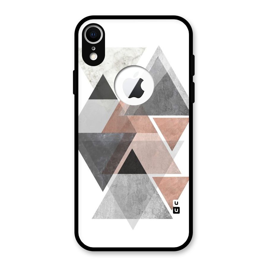 Abstract Diamond Pink Design Glass Back Case for iPhone XR Logo Cut