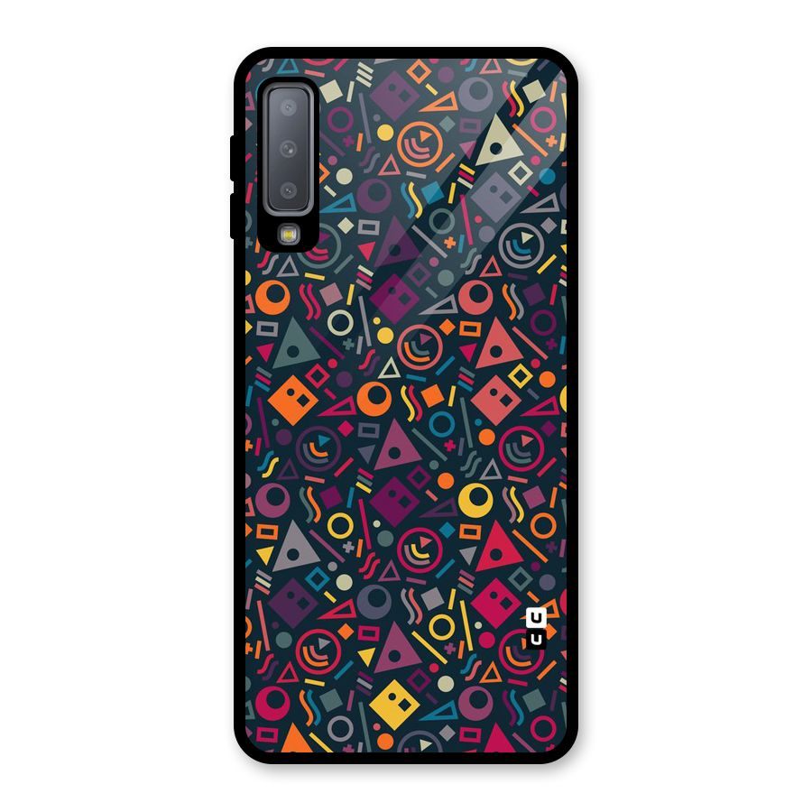 Abstract Figures Glass Back Case for Galaxy A7 (2018)