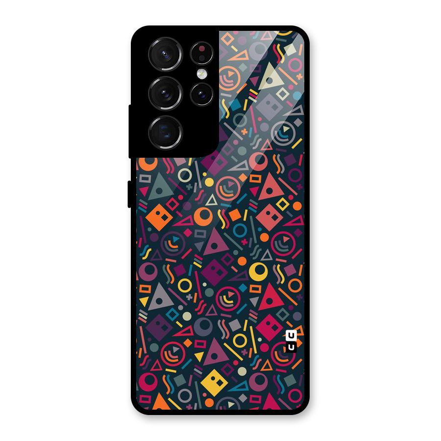 Abstract Figures Glass Back Case for Galaxy S21 Ultra 5G