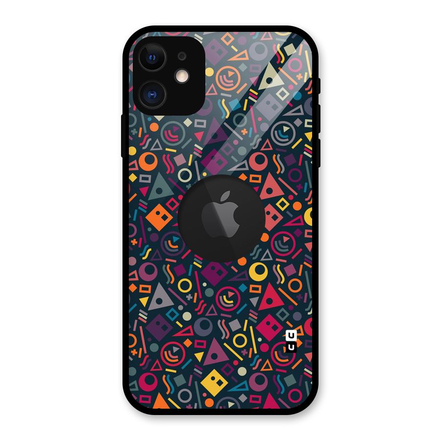 Abstract Figures Glass Back Case for iPhone 11 Logo Cut