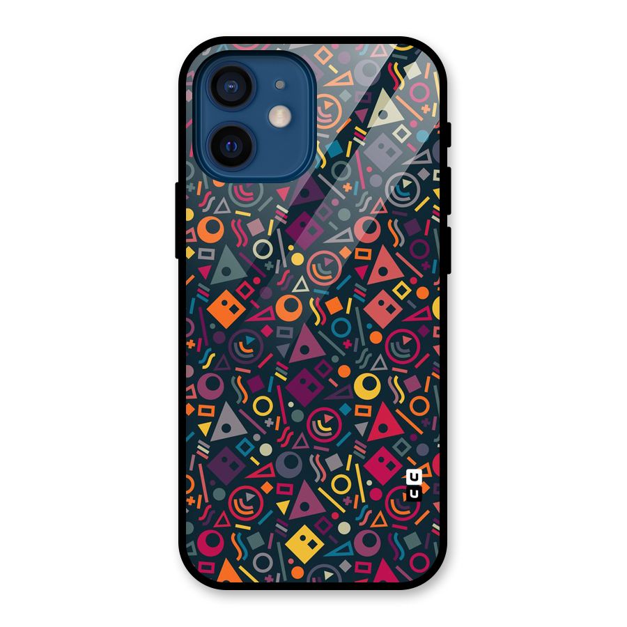 Abstract Figures Glass Back Case for iPhone 12 Mini