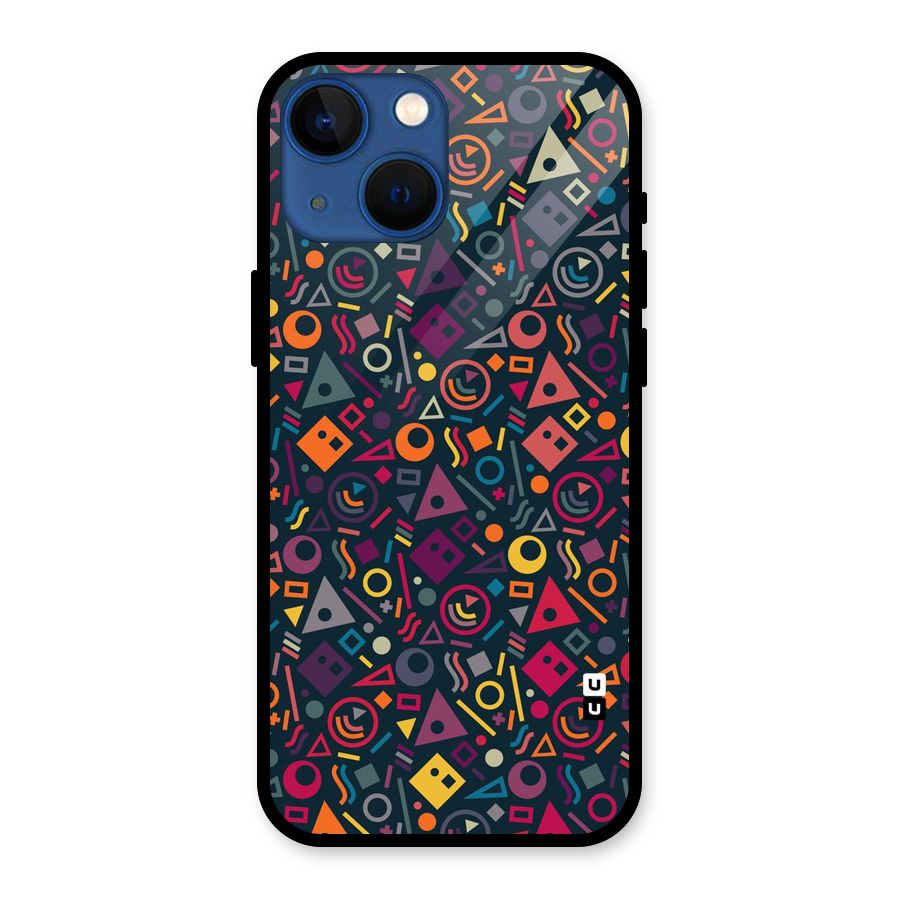 Abstract Figures Glass Back Case for iPhone 13 Mini