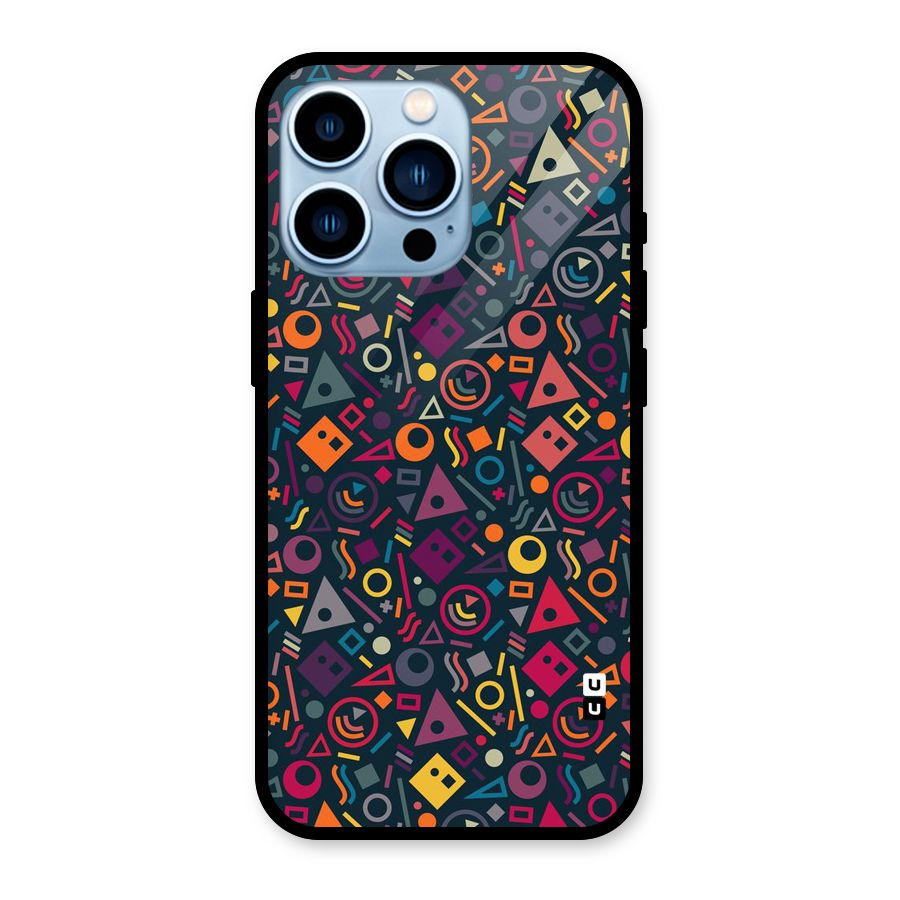 Abstract Figures Glass Back Case for iPhone 13 Pro