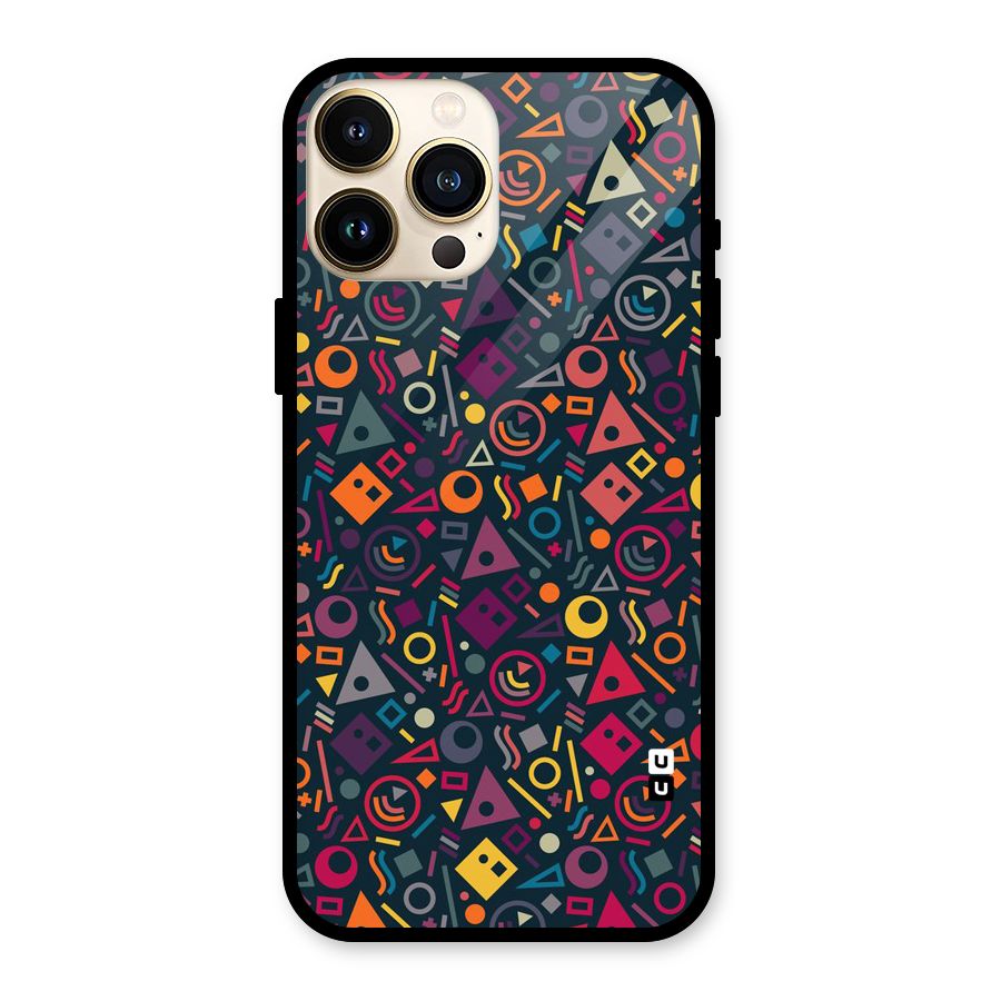 Abstract Figures Glass Back Case for iPhone 13 Pro Max